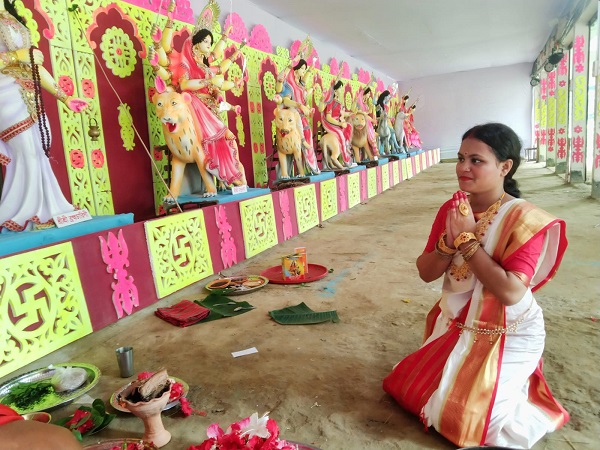 শ্রীমঙ্গলে দেবী দুর্গার শৈলপুত্রী রূপের পূজার মধ্যে দিয়ে আগাম দুর্গাপূজা শুরু