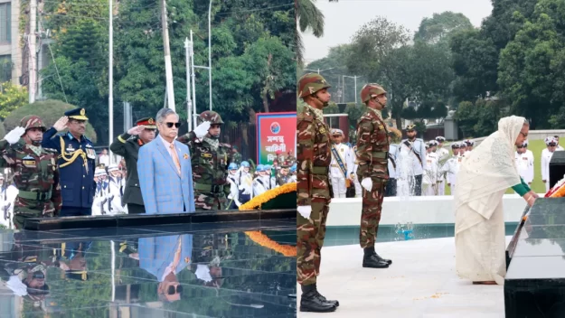 শিখা অনির্বাণে রাষ্ট্রপতি-প্রধানমন্ত্রীর শ্রদ্ধা