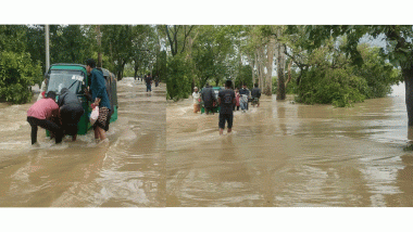 উজানের পাহাড়ি ঢলে গোয়াইনঘাট প্লাবিত