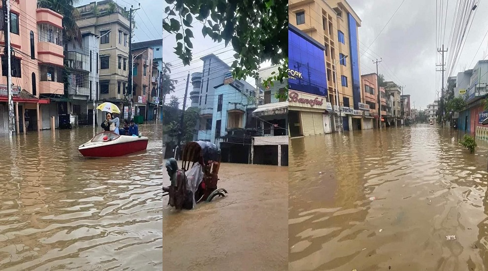 সিলেট নগরীর বাসা-বাড়িতে ঢুকছে পানি