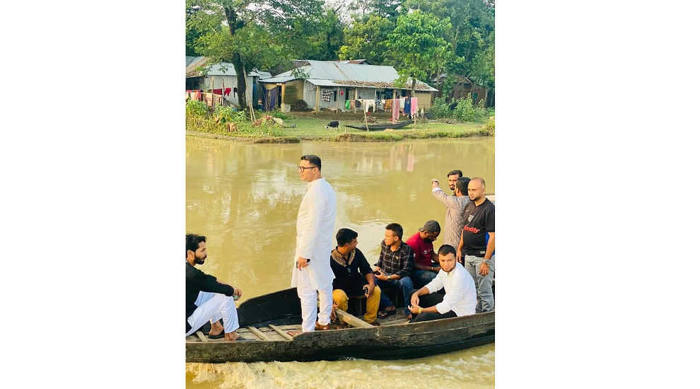 গোলাপগঞ্জের বাঘায় বন্যা পরিস্থিতি পরিদর্শনে জাবেদ চৌধুরী