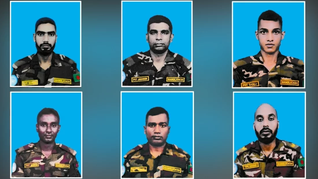 দক্ষিণ সুদানে শহীদ ৬ বাংলাদেশি শান্তিরক্ষীর মরদেহ ঢাকায়