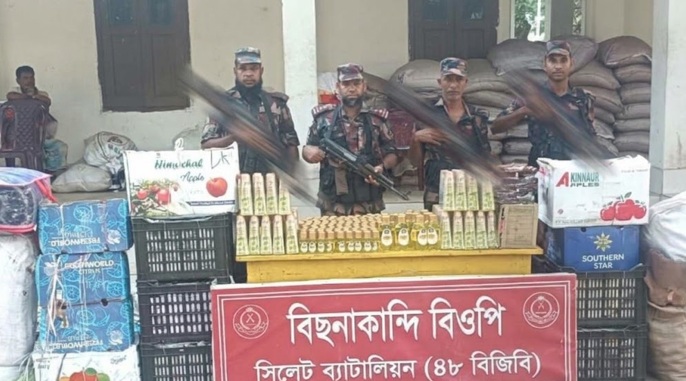 বিজিবির অভিযানে সিলেটে অবৈধ ভারতীয় মালামাল জব্দ